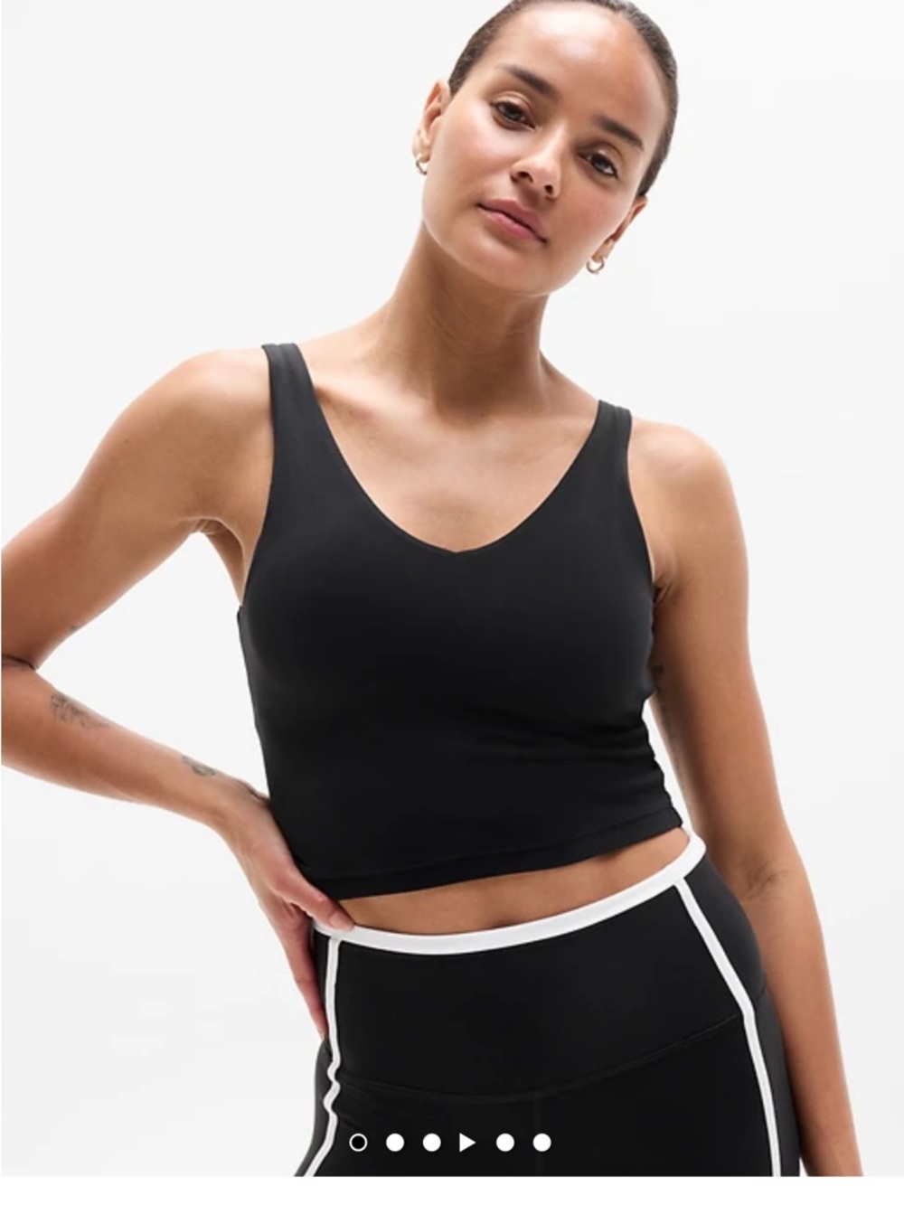 Athleta Transcend V-Neck Crop Sports Bra A-C in Black